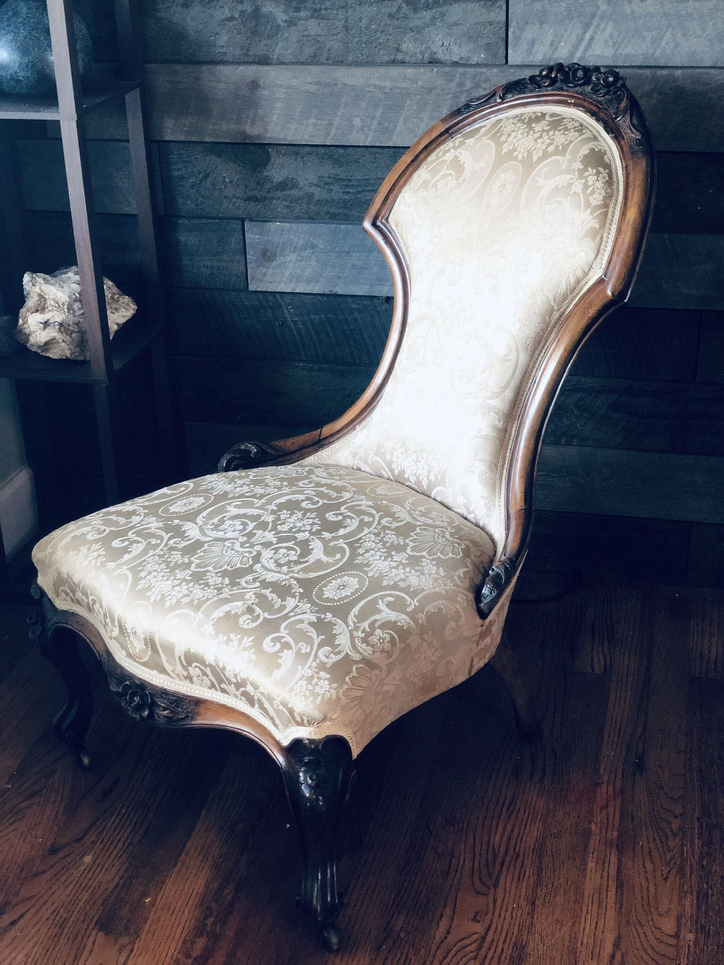 Antique Silk Parlor Chair Year 1856