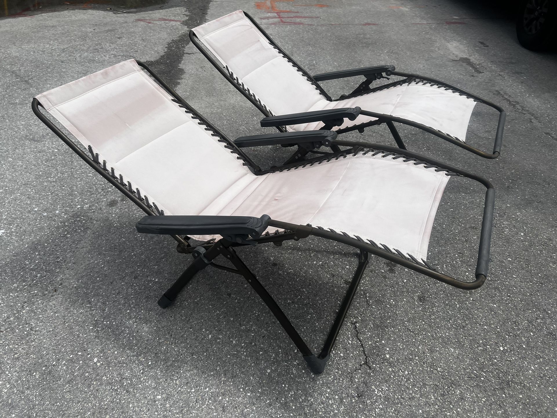 $50 for both! Two Zero Gravity Full Reclining Chaise Lounge Folding Chairs!  Work great! Great working