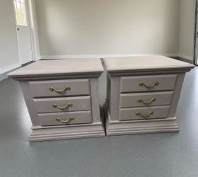 Oversized Smoky Plum Taupe Statement Nightstands – Pair