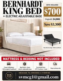 Bernhardt King Bed Frame + Serta Electric Adjustable Base