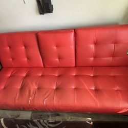 Red Vegan Leather Couch