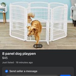 8 panel dog playpen (white)