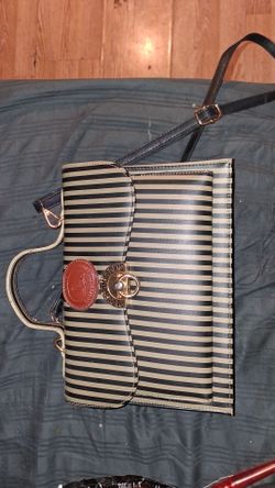 Striped Handbag with Crossbody Strap