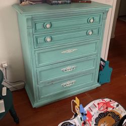Solid Wood Teal Shabby Chic Dresser
