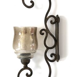 Wall Sconce / Iron & Glass Wall Sconce / Candle Holder $20 (1 Available)
