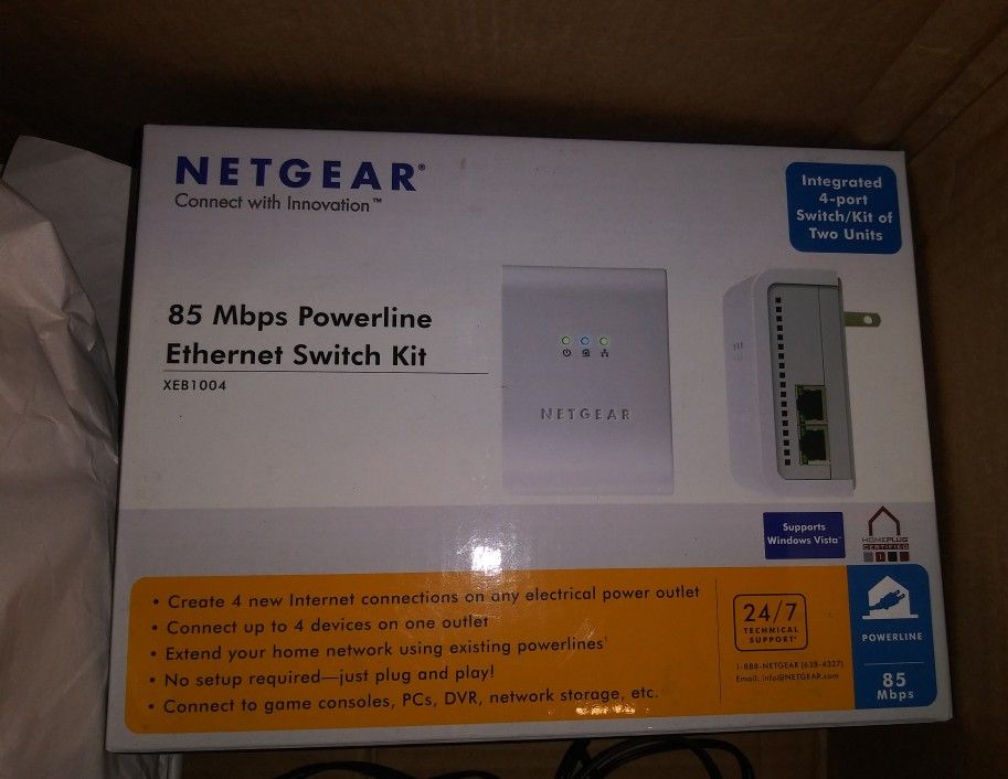 NETGEAR XEB1004 Powerline Ethernet 85 Mbps Switch Kit