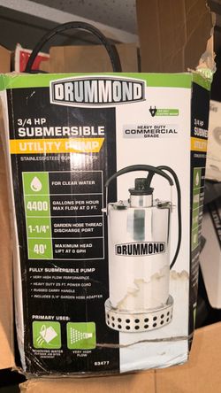Drummond 3/4 HP Submersible Utility Pump - Commercial Grade