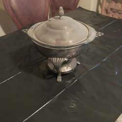Vintage Silver-Plated Covered Serving Dish with Pyrex Glass Insert