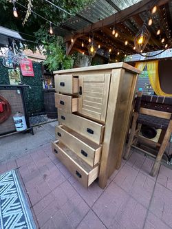 Rustic Wood Chest of Drawers with Cabinet