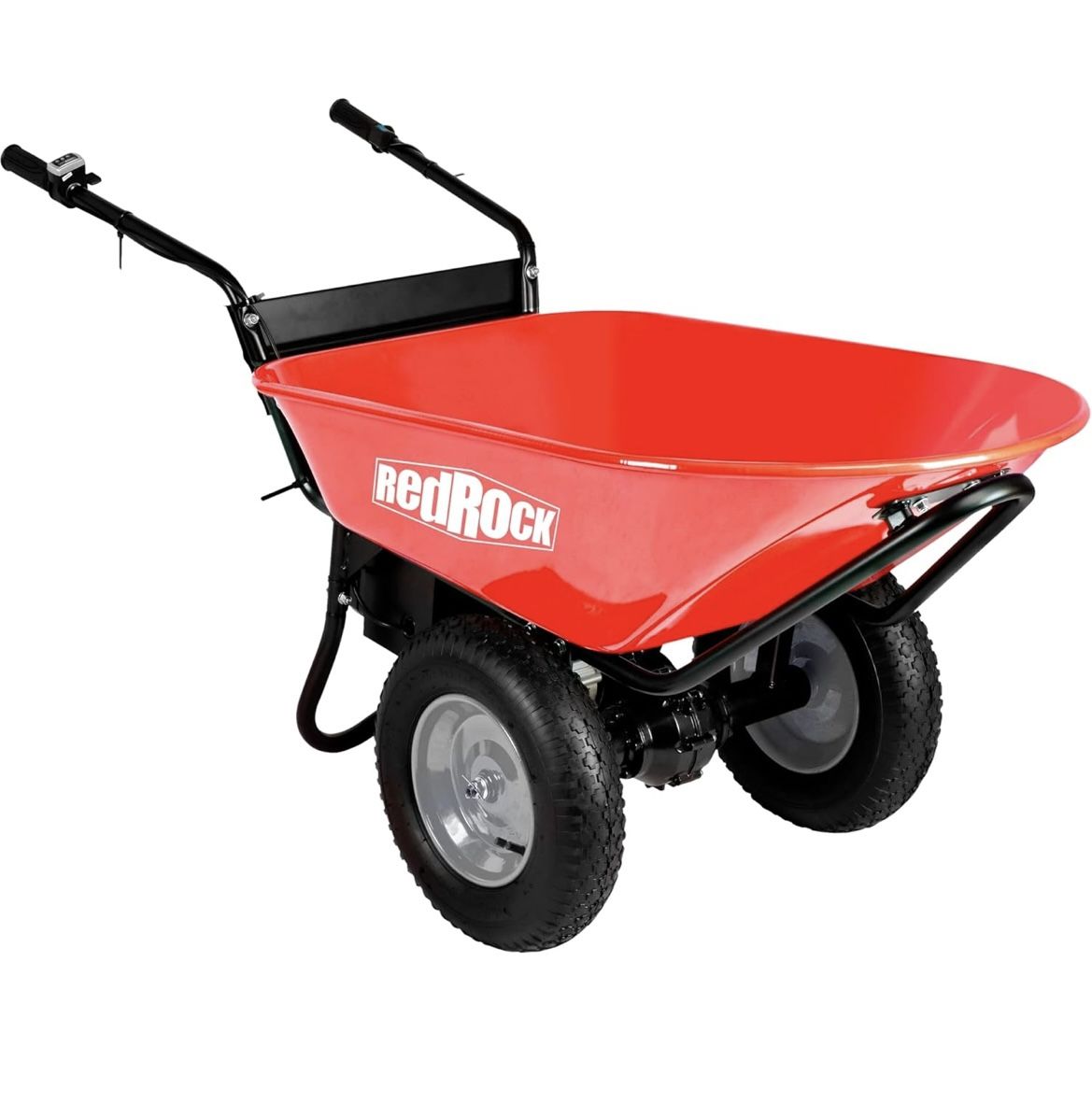 New Electric Wheelbarrow, 24V DC 180W AGM Battery 330lbs (150kgs) Max Capacity Barrel Dump Material Debris Hauler Red