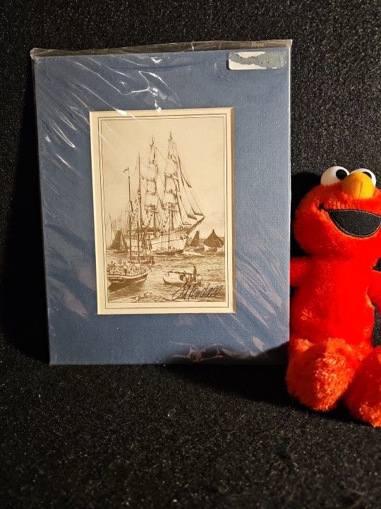 Vintage 1980 Signed by Artist J A Kendall Tall Ship Collection "GUAYAS" 8x10 Matted Print Rare!