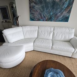 Natuzzi Italia White Leather Sectional Sofa