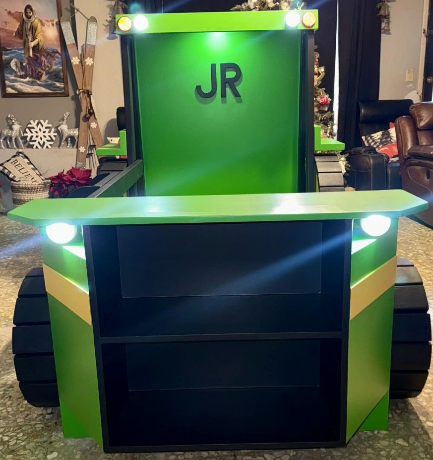 Custom-built John Deere Tractor Bunkbed.