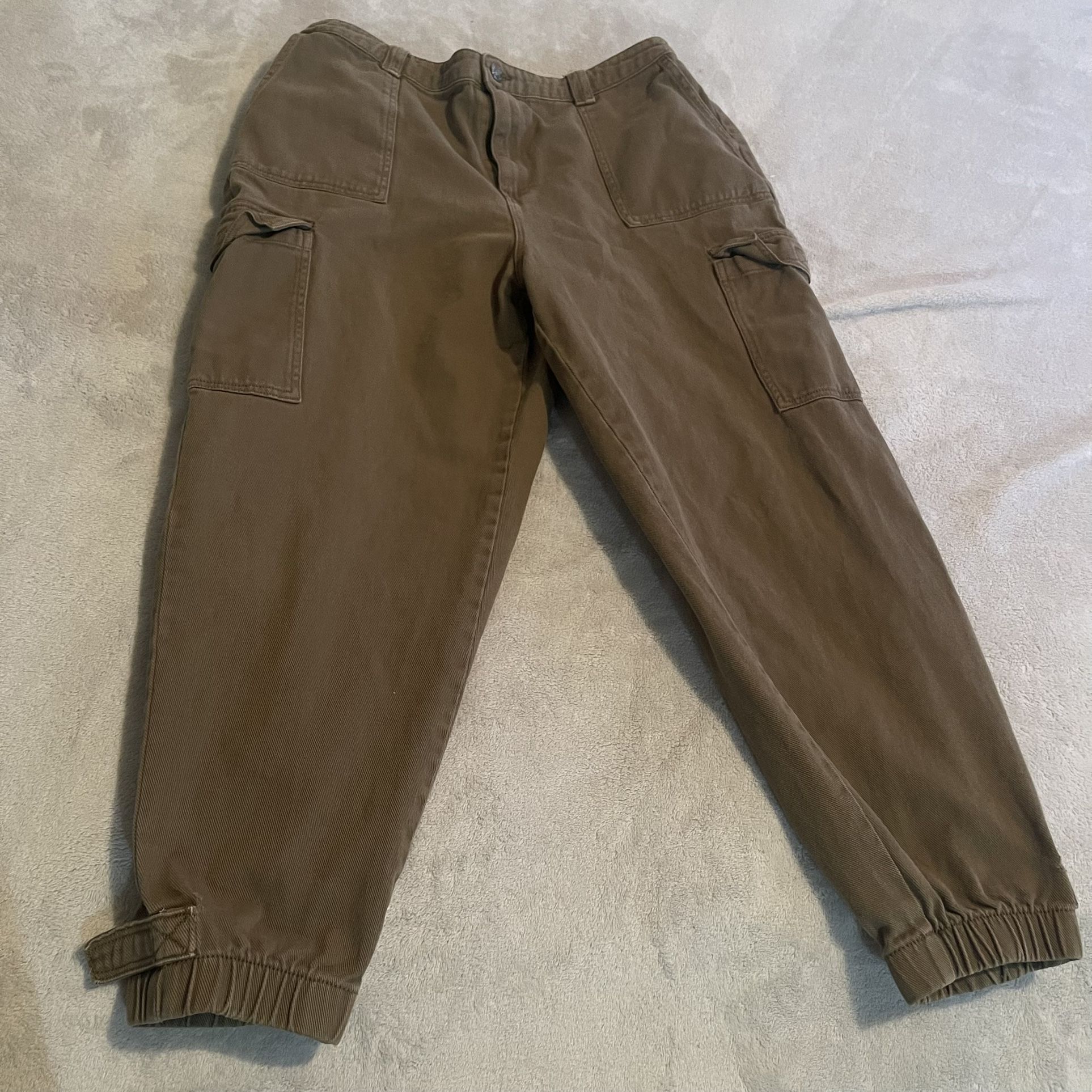 Forever 21 Pants Women 0X Olive Green Cargo Joggers Baggy Streetwear (34x26)