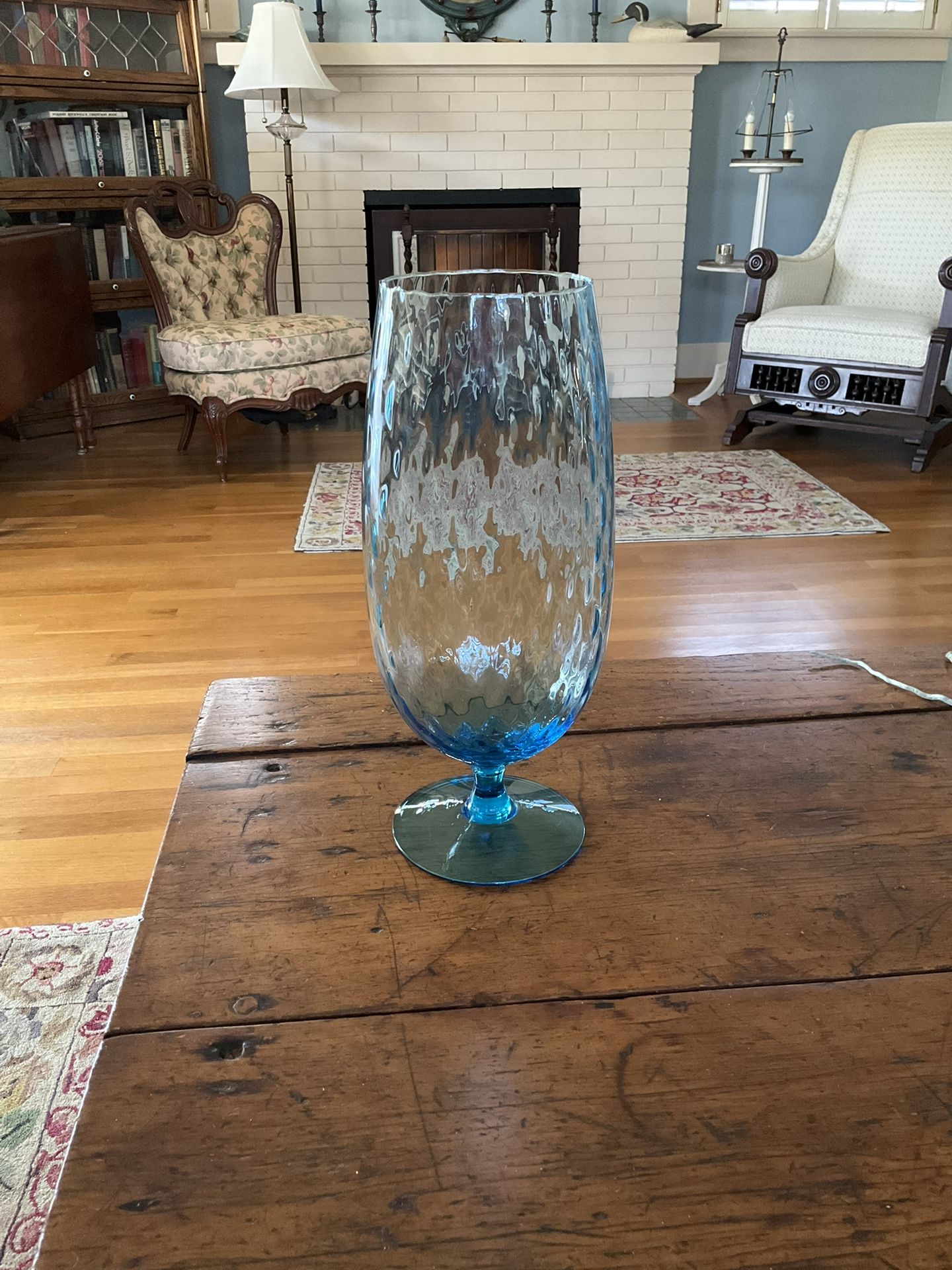 Vintage MCM 15” Empoli Italian Hand Blown Footed Vase
