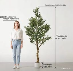 7ft artificial olive tree with a small white pot