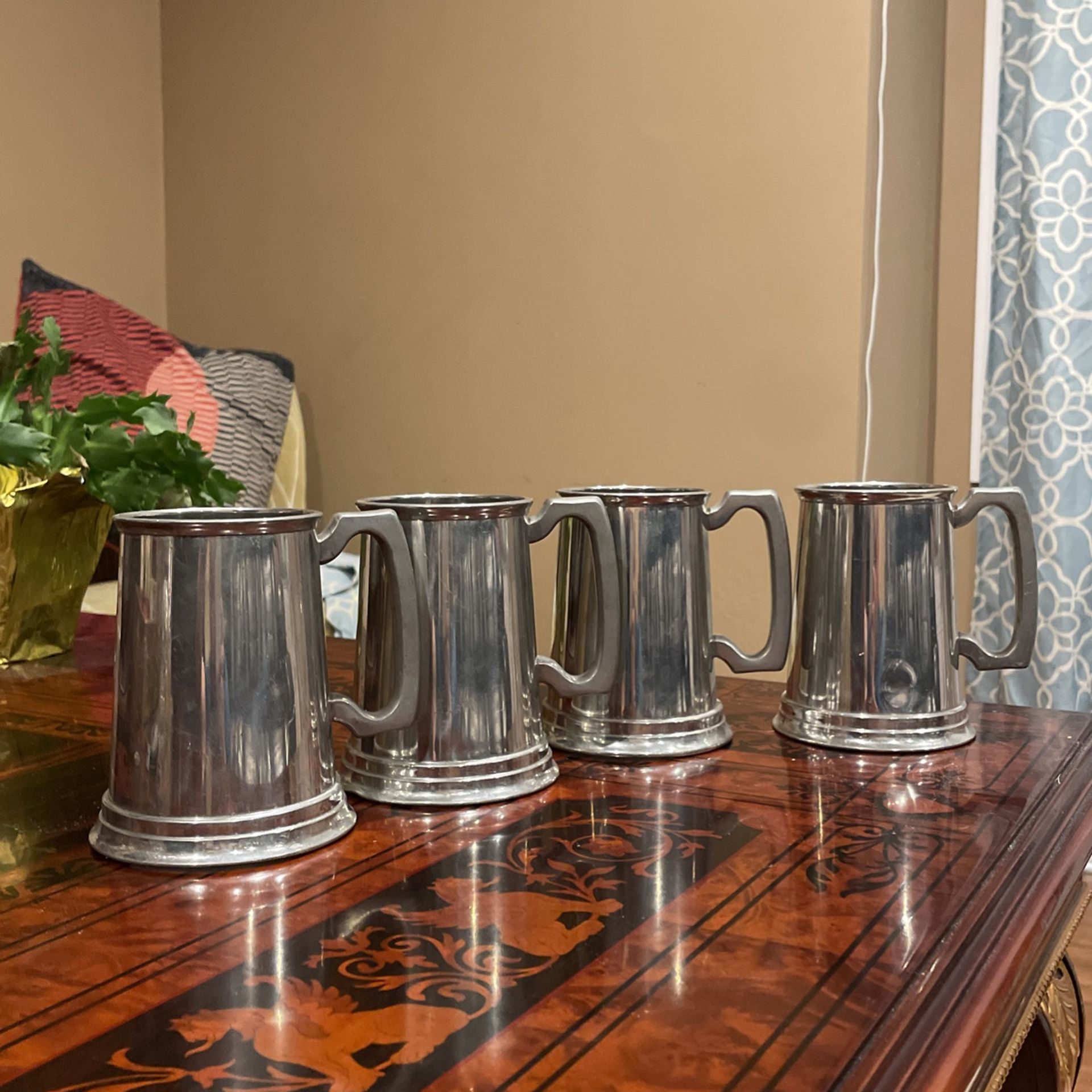 Vintage Pewter Beer Mugs (4 PCs)