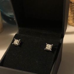 Princess Cut Diamond Solitaire Earrings 