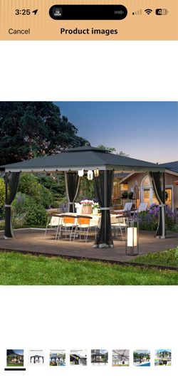 11’ x 11’ gazebo with zippered mosquito netting and weighted anchors…