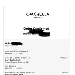 Coachella Weekend 2 GA Tickets 2026