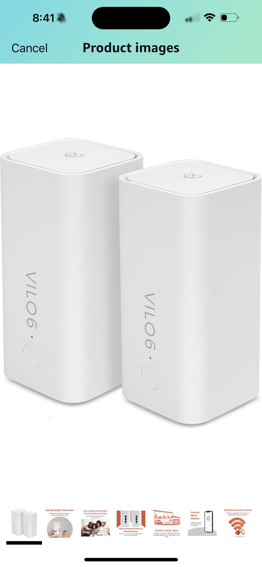 Vilo 6 Mesh Wi-Fi System Wi-Fi 6 AX1800 Coverage Up to 4,000 Sq Ft (2-Pack)