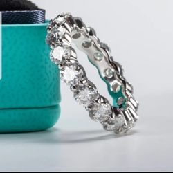 SILVER 5 CT GENUINE MOISSANITE ETERNITY BAND SIZE 9