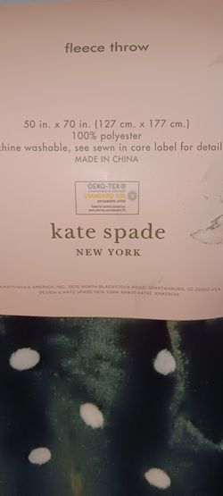 Kate Spade Throw Blanket Dark Green An White 