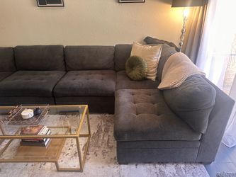 Thomasville Tisdale Modular Sectional 6-piece Dark Gray with Storage Ottoman