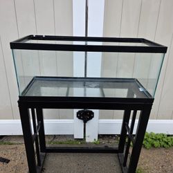 10 gal (not in Pic) , 20gal long with glasstop and metal stand.