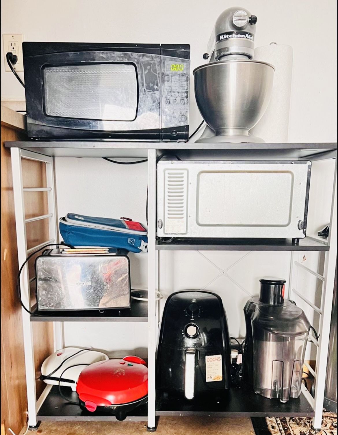 Black, Kitchen Counter High Storage Stand