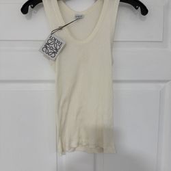 Loewe Anagram Embroidered Ribbed Silk Jersey Tank 