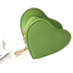 BP Nordstrom coin pouch headphone case holder heart shape bright green