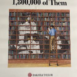 Vintage Baker & Taylor Scottish Fold Cats Librarian Poster 