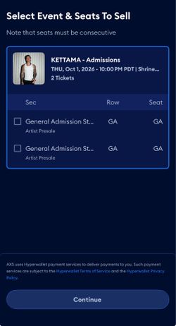 Kettama tickets x2 | Thursday Oct. 1st