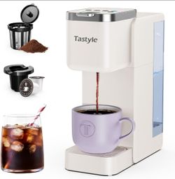 Single Serve Coffee Maker K Cup Grounds Hot Iced 40oz Beige Machine