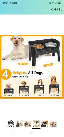 3-in-1 Elevated Dog Bowls Mess Proof Raised Slow Feeder Dog Bowls