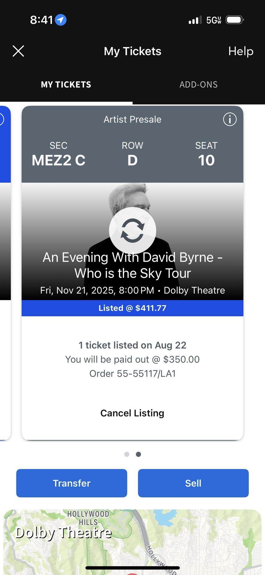 David Byrne Ticket 