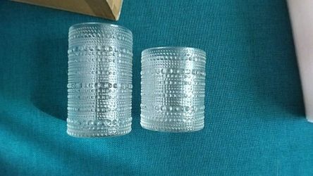 Clear Hobnail Textured Glass set of 8,