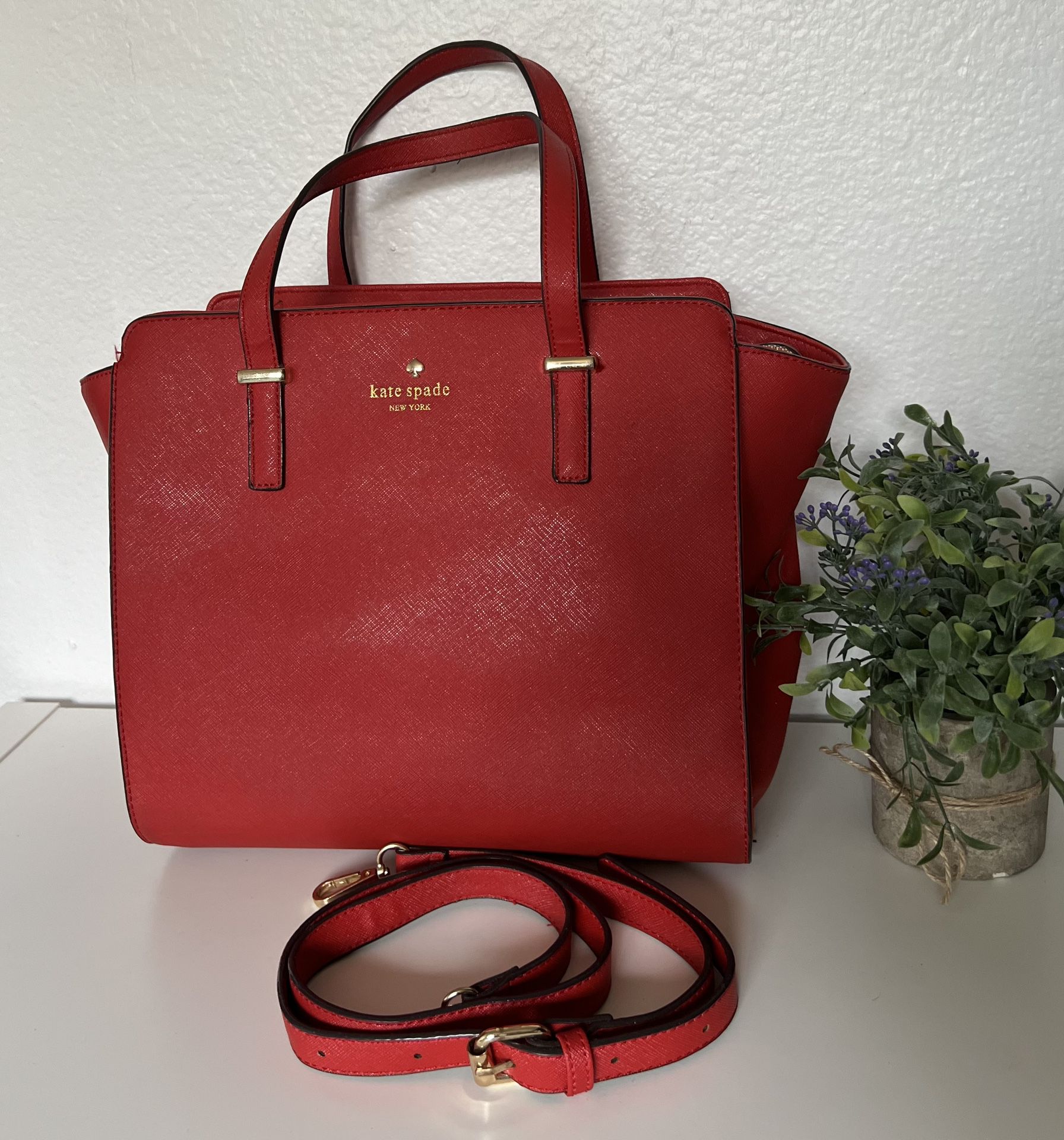 Kate Spade Cedar Street Maise Saffiano Leather Satchel Red Handbag Bag Purse