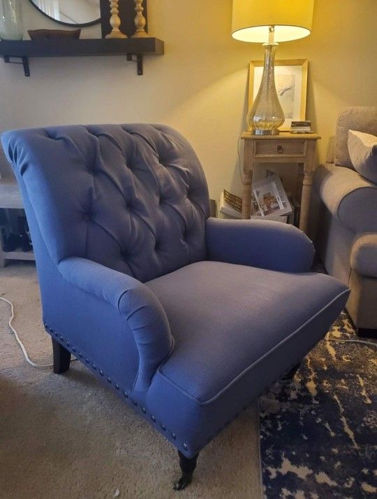Blue Tufted Accent Chair