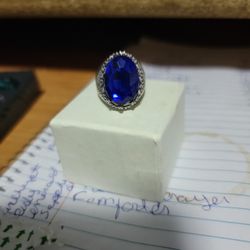 Size 10 Stainless Steel Sapphire Ring