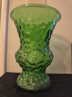 Vintage Antique Crystal Vase Green RARE