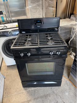Whirlpool gas stove black working perfect clean one receipt for 6 months warranty