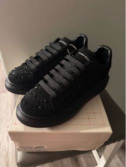 Alexander McQueen Black Crystal Embellished Oversized Sneakers (With Box)