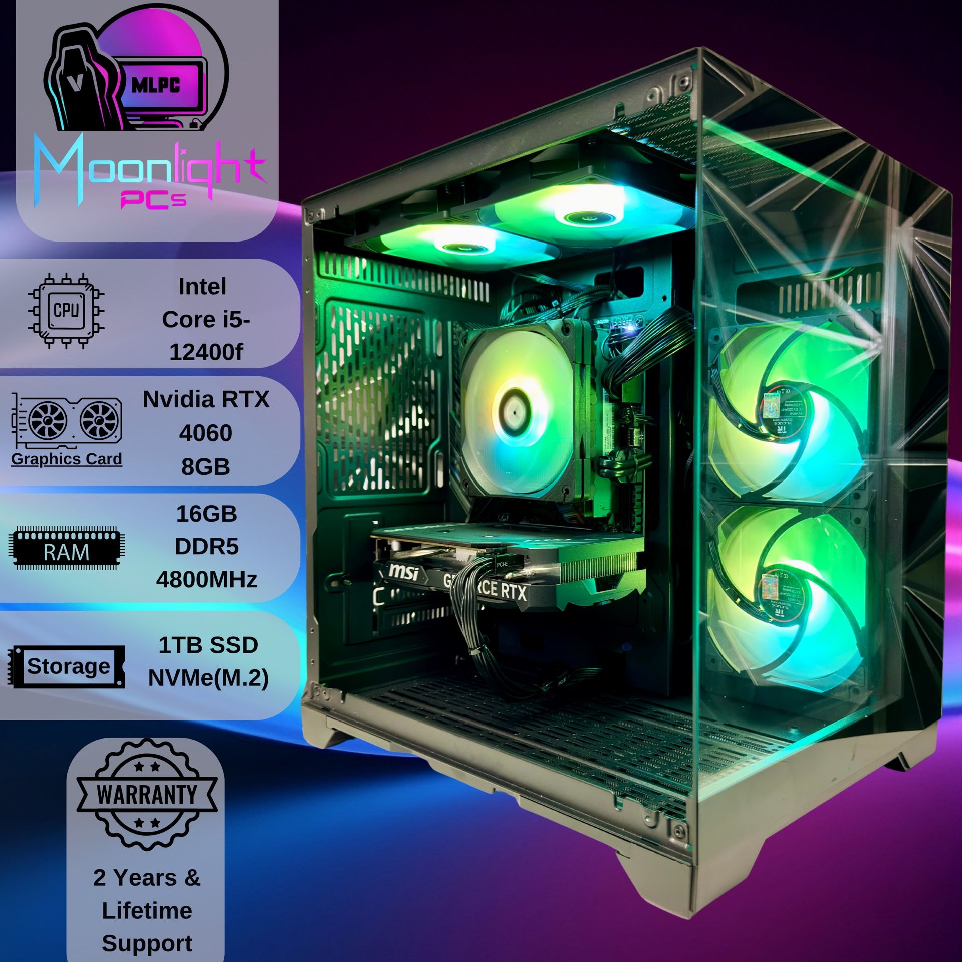 Mini Crescent - Intel i5 12400F / RTX 4060 Gaming PC