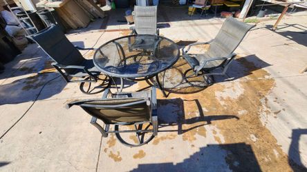 Patio glass round table outdoor table