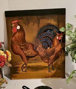 Rooster Chicken painting on wood by Baumlandes