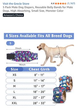 Grecle Reusable Male Dog Belly Bands 5 Pack