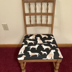 Decorative Vintage Wooden Chair - Brand New Fabric!! 🐶