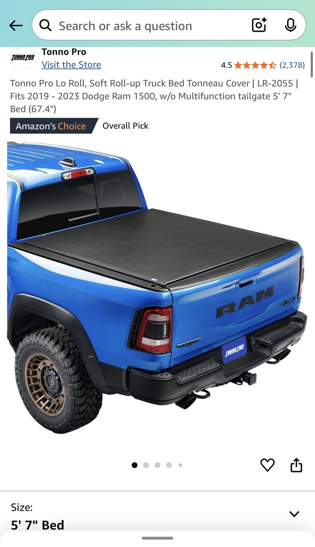 Bed Cover Dodge Ram 2019-2023